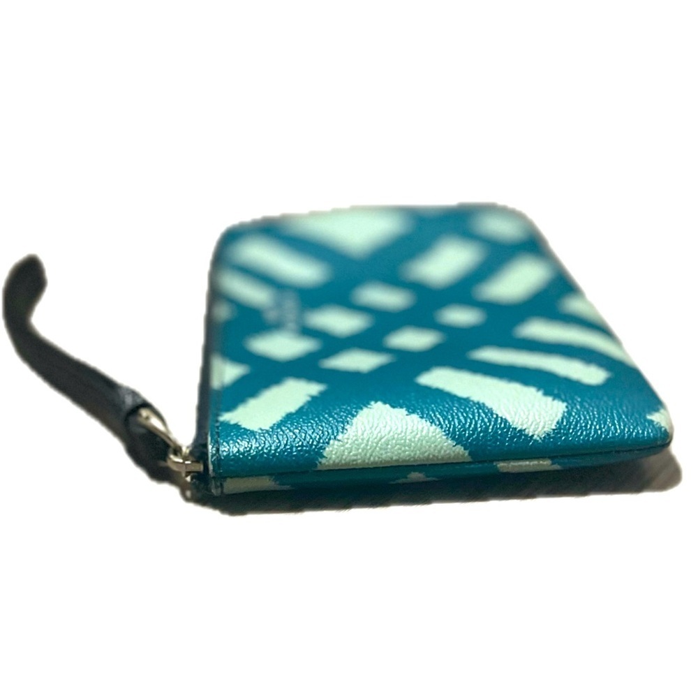 Coach Wild Plaid Print F23715Corner Zip Wristlet, Silver/Blue Multi - Picture 5 of 9